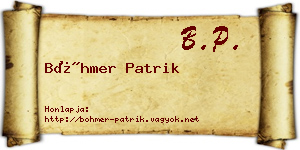 Böhmer Patrik névjegykártya