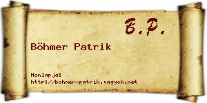 Böhmer Patrik névjegykártya